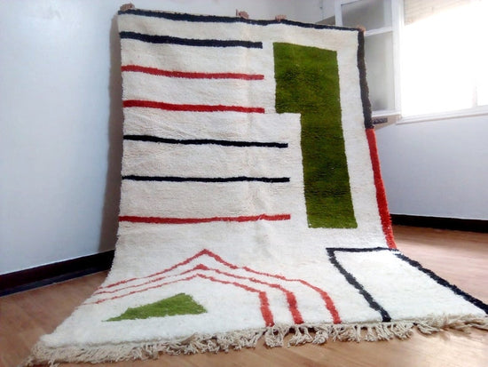 Real Azilal Berber Carpet - 308x200cm - 3-Seat Sofa - Natural Wool - SAUGS8